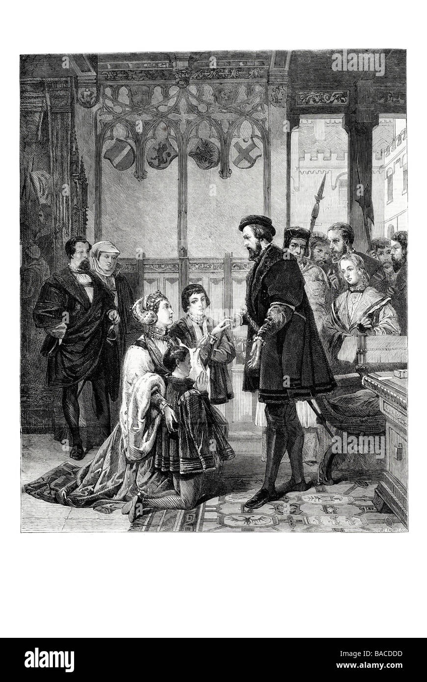 philippa welseren imploring pardon of ferdinand i for her moganatic marriage to his son g koller 1865 Stock Photo