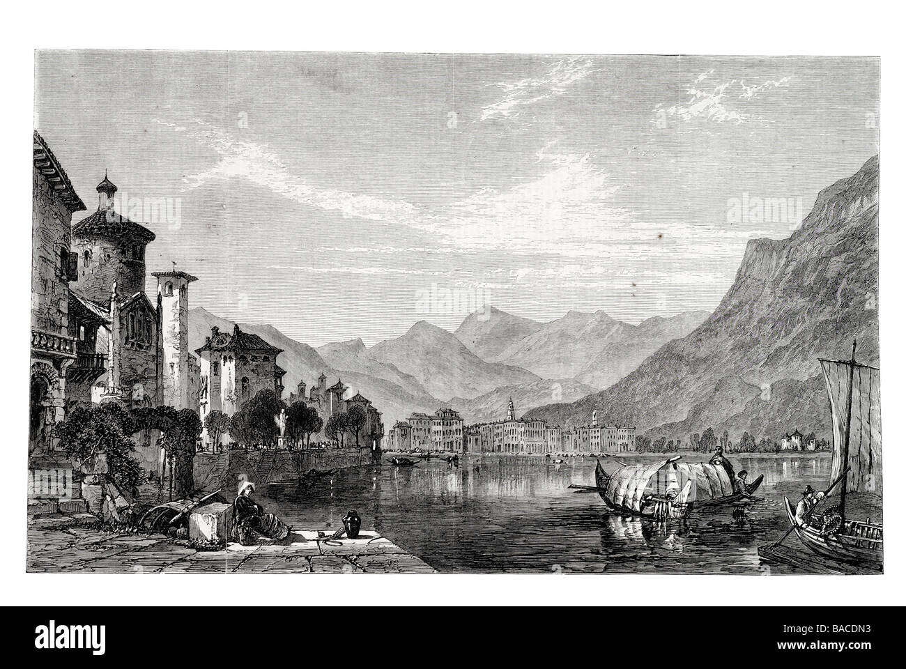 lugano by William Collingwood Smith amateur artist Royal Academy 1865 Stock Photo