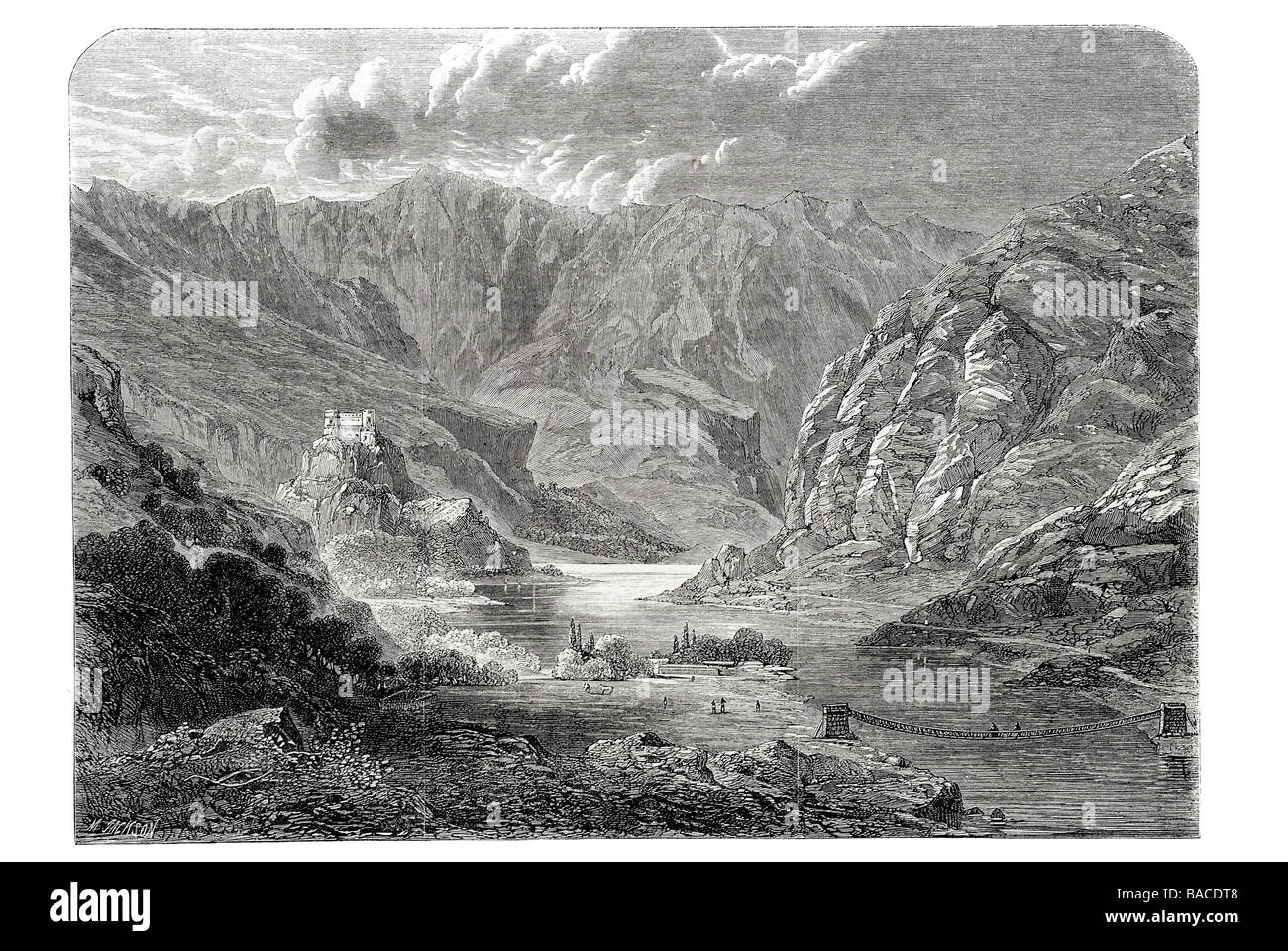 fort of kartsabrusha on the indus Valley Civilization Pakistan 1865 Stock Photo