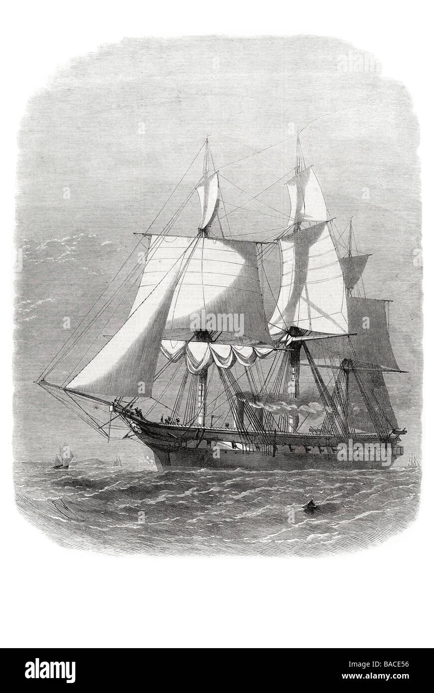 HMS Galatea commissioned by captain h r h the duke of edinburgh Prince Alfred wooden screw frigate 1867 Stock Photo