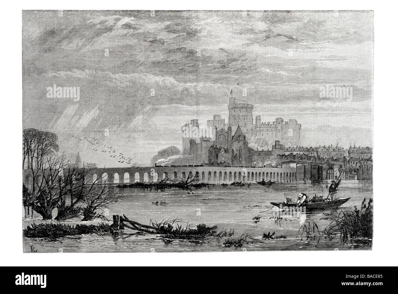 the floods at windsor castle view from clewer road 1867 river