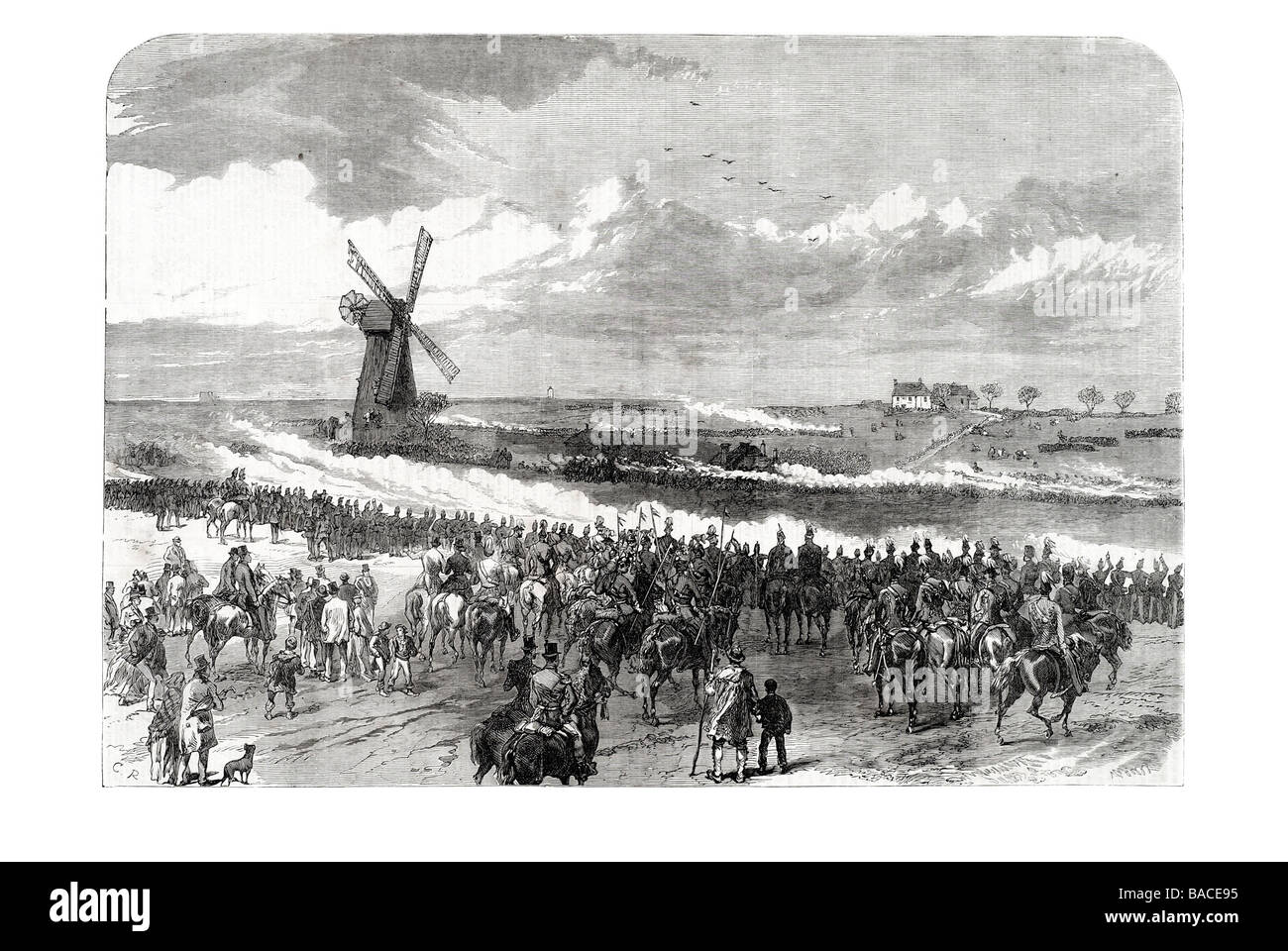 easter volunteer review at dover last position of the attacking force near guston 1867 Windmill Military Stock Photo