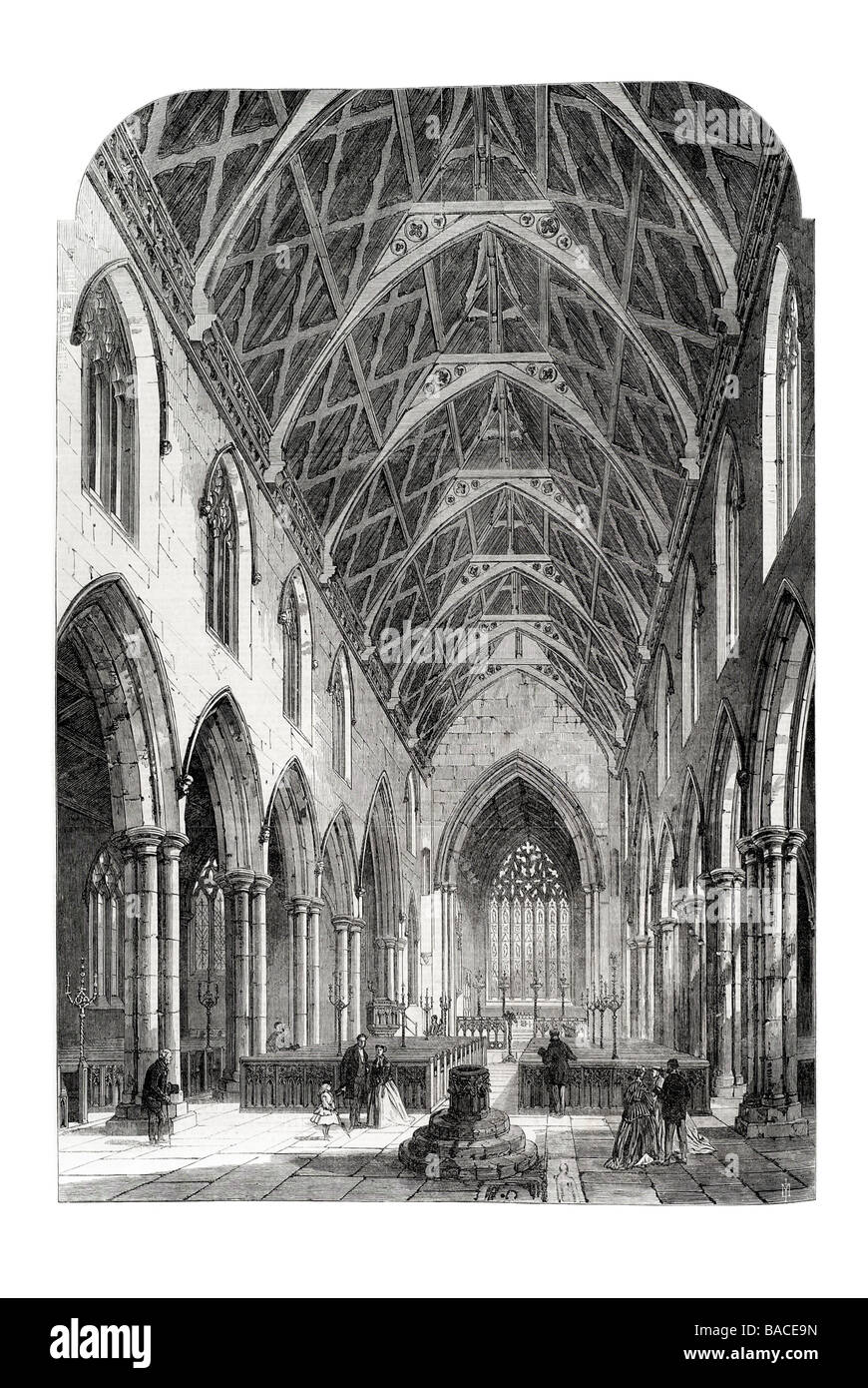 interior of st andrews church heckington lincolnshire 1867 Stock Photo