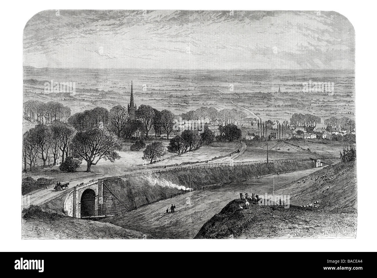 leadenham on the lincoln and honington railway Kesteven 1867 Stock Photo
