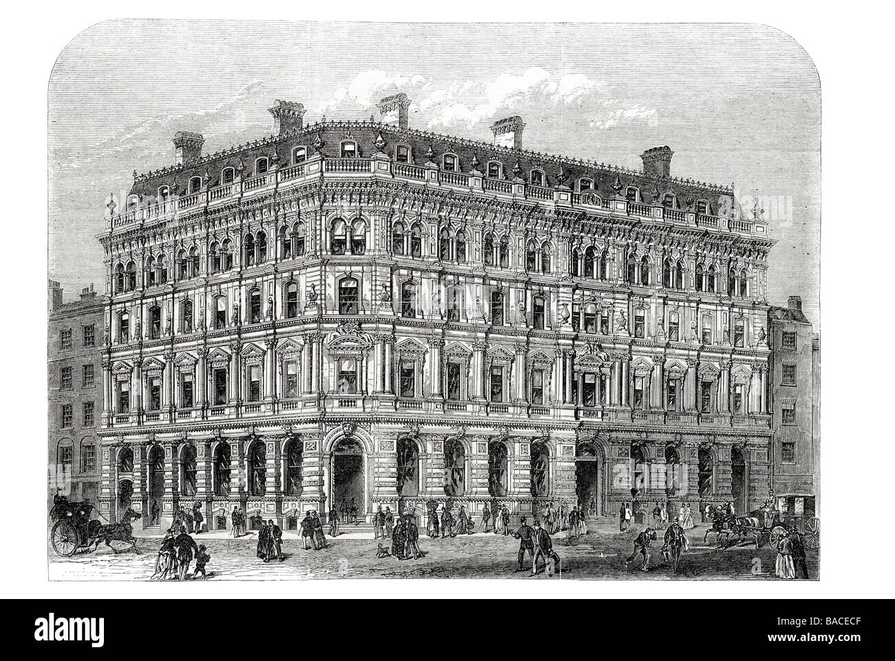 New Buildings of the City Offices Company Lombard Street 1868 Stock Photo