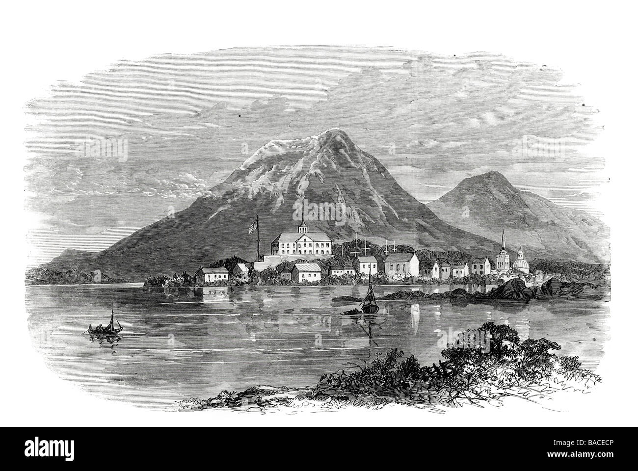 Sitka or New Archangel Alaska territory late Russian America 1868 Stock Photo