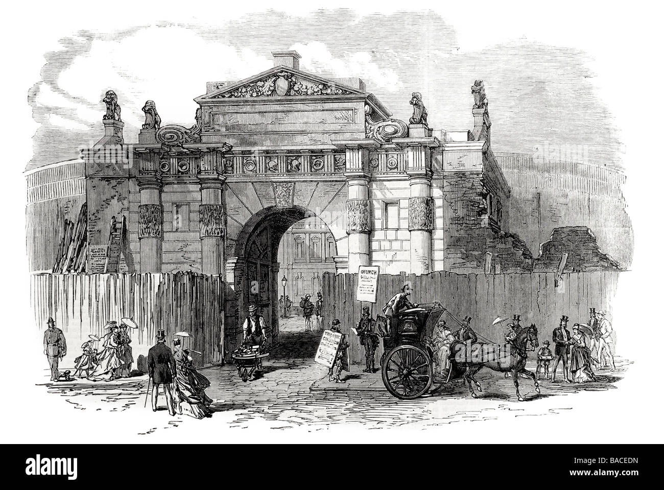 Demolition of Burlington House Piccadilly 1868 Stock Photo