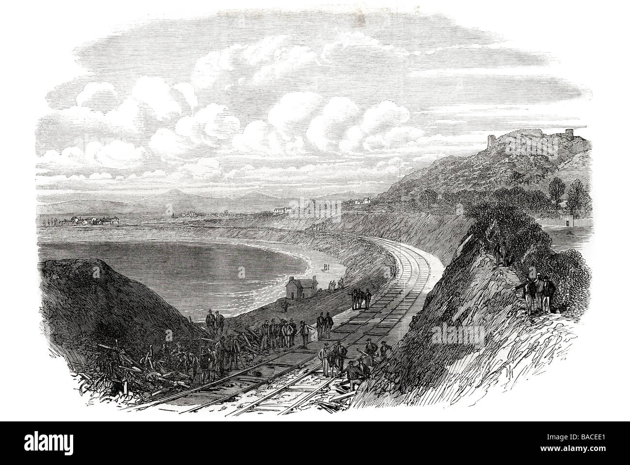Scene of the Disaster on the Chester and Holyhead Railway Between Abergele and Llanddulas 1868 Stock Photo