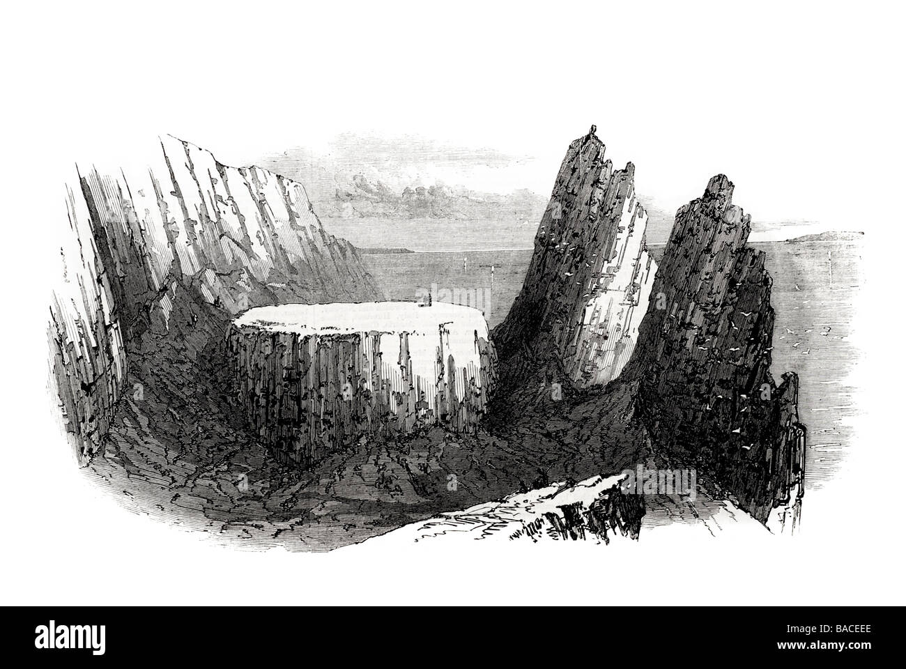 Quirang landslip Meall na Suiramach Scotland Trotternish Ridge 1868 Stock Photo