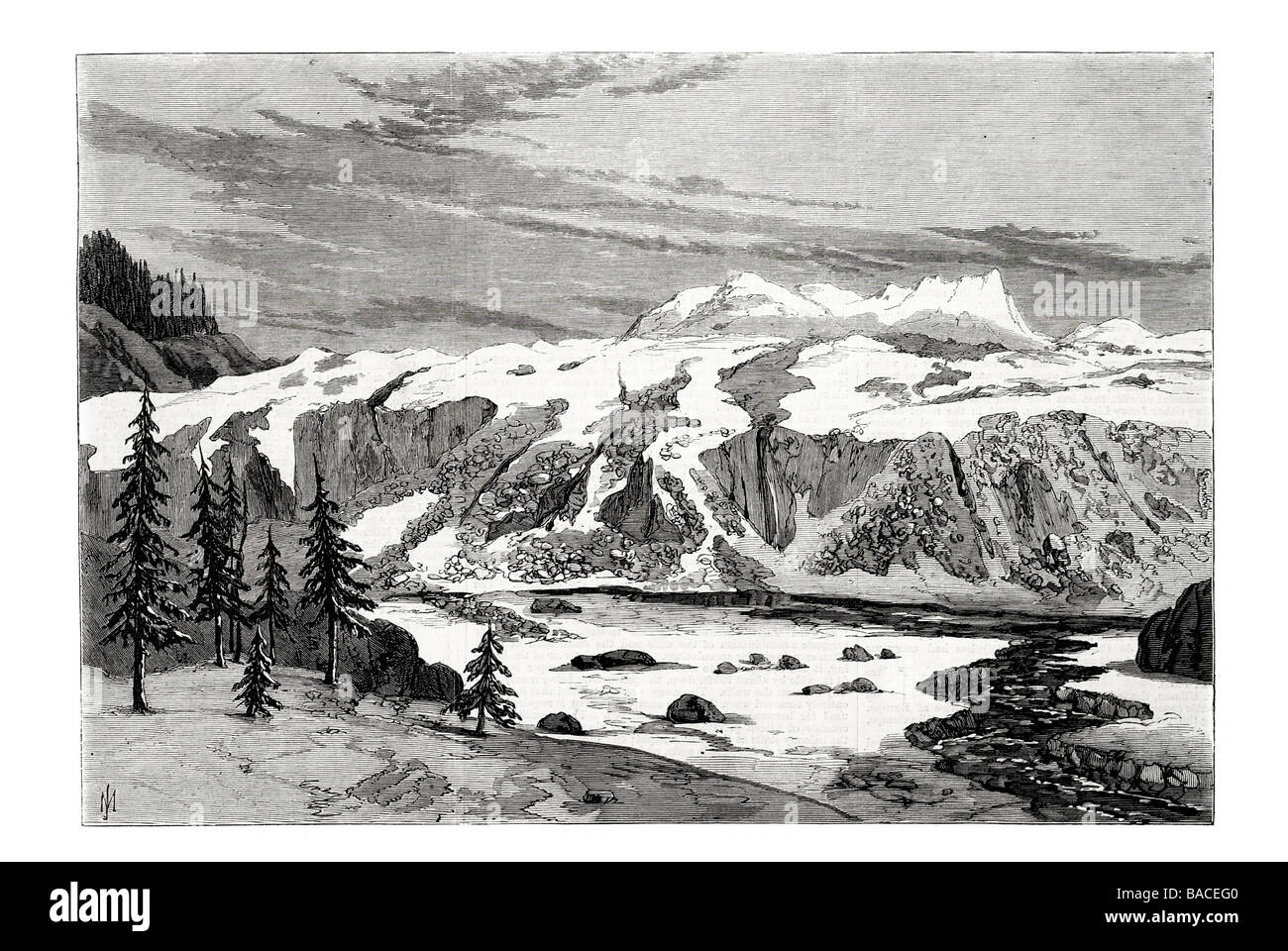 Foot of Tiedemann's Glacier British Columbia 1868 Stock Photo