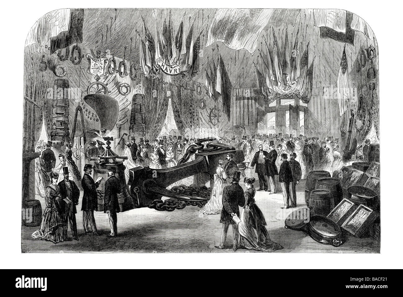 the international maritime exhibition at havre the grand vestibule 1868 Stock Photo