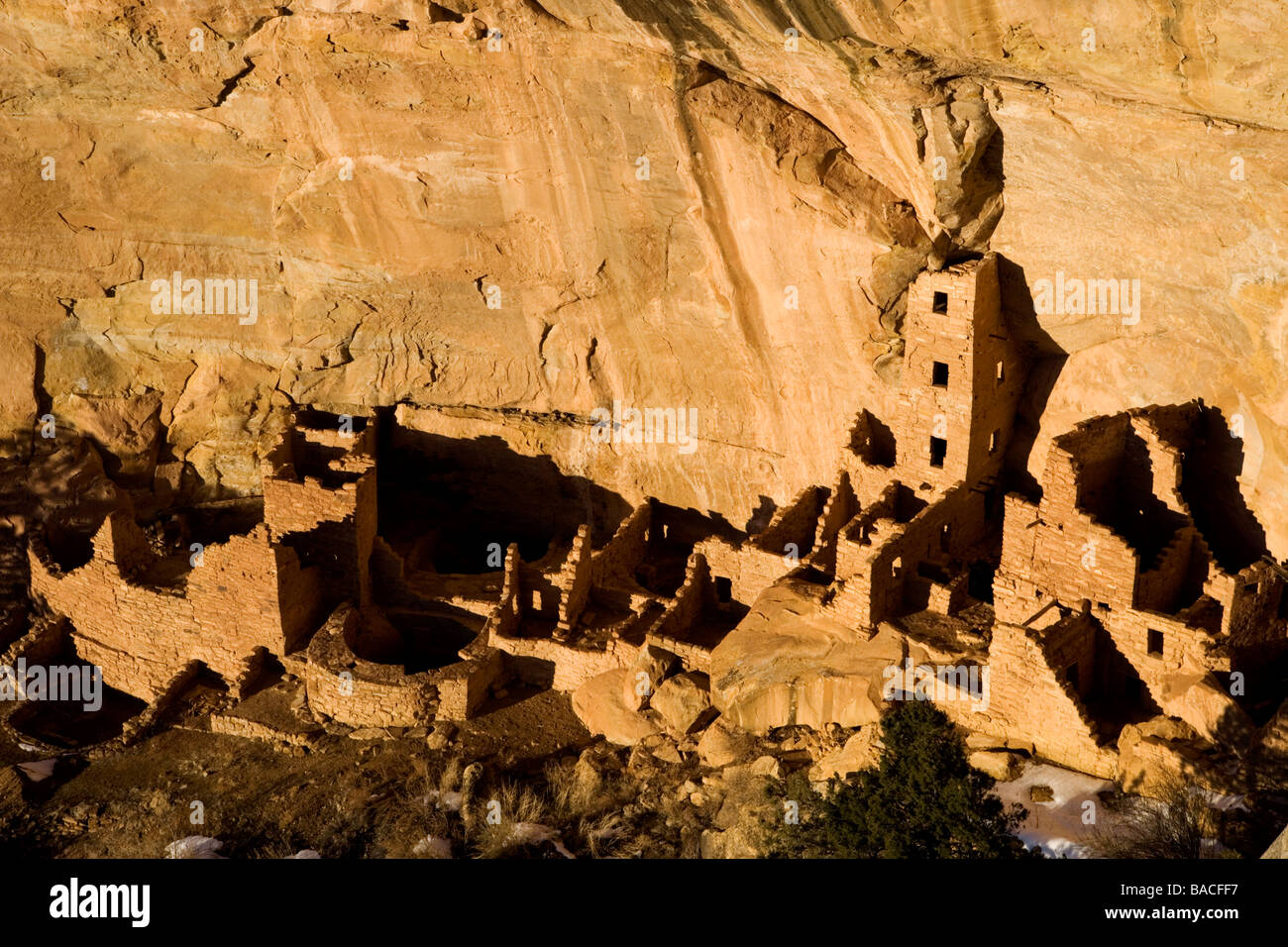 Square Tower House Ruin in Mesa Verde National Park, Colorado, USA. Stock Photo