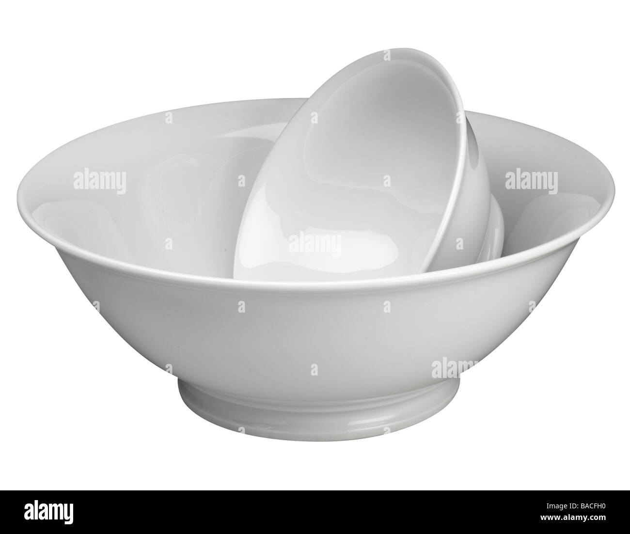 Two white china bowls Stock Photo