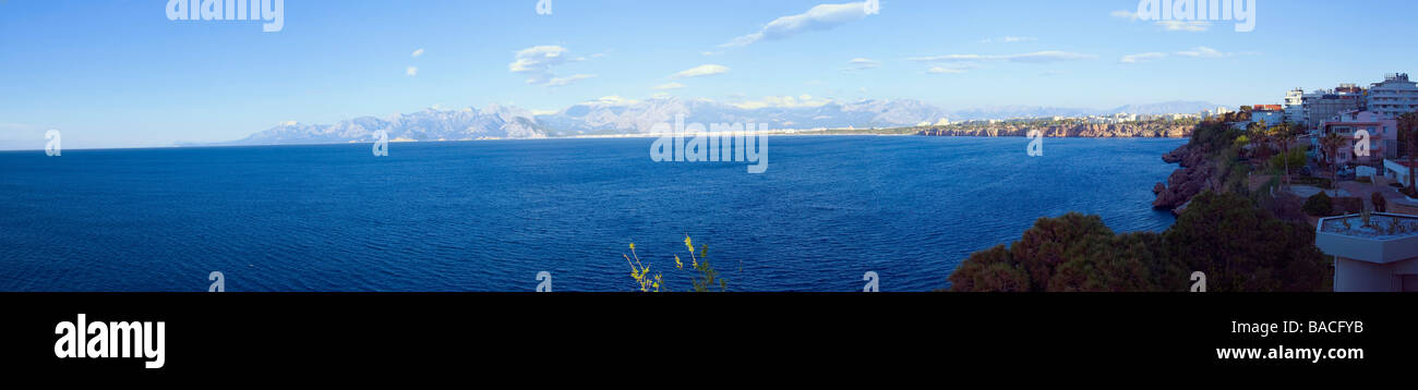 Turkey Antalya Stitched Panorama of Antalya Bay April 2009 Stock Photo