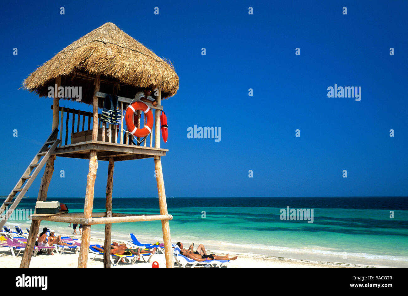 Mexico, Quintana Roo State, Puerto Morelos, Riviera Maya, Paradisus Riviera Cancun Hotel, beach Stock Photo