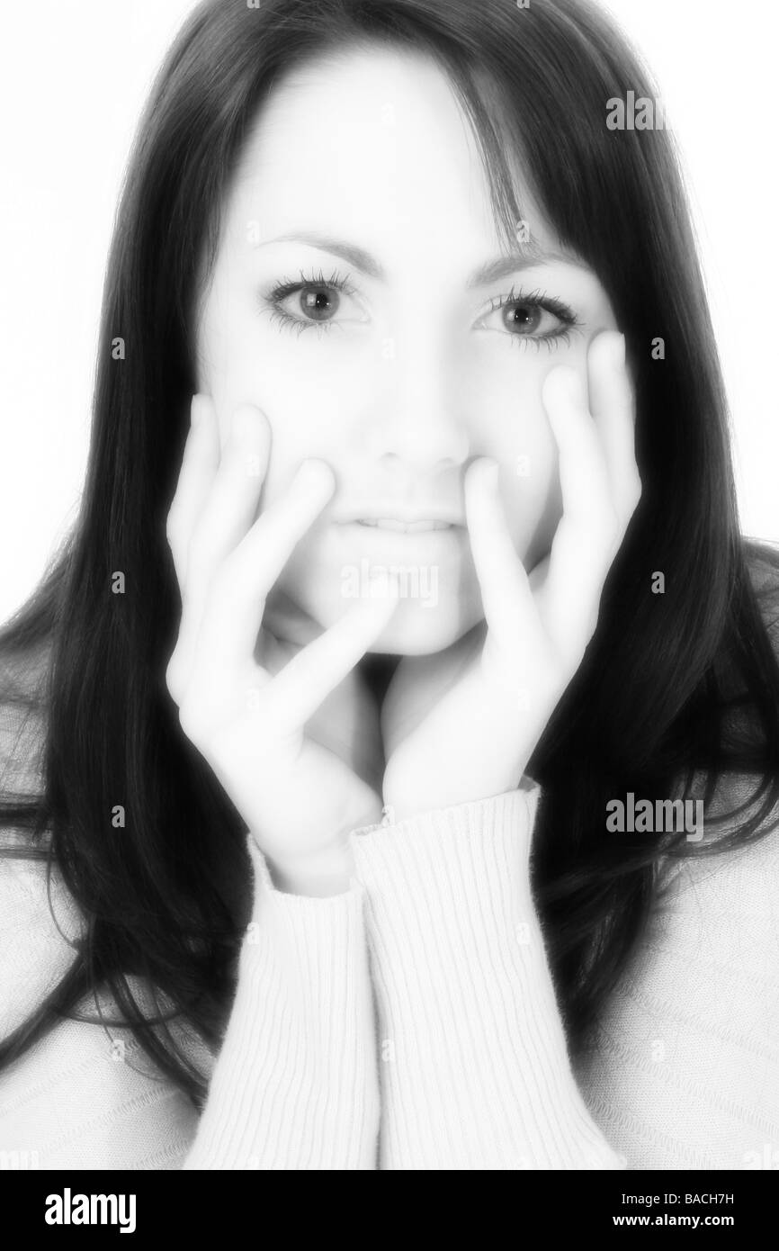 Portrait shot serious young woman Black and White Stock Photos & Images ...