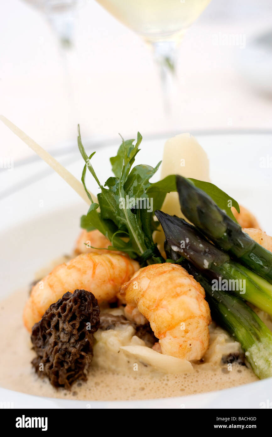 France, Alpes Maritimes, Antibes, sweet lobster risotto with morels and