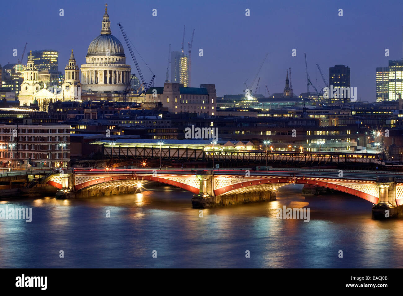United Kingdom, London, Blackfriars Bridge and Saint Paul cathedral in the background Stock Photo