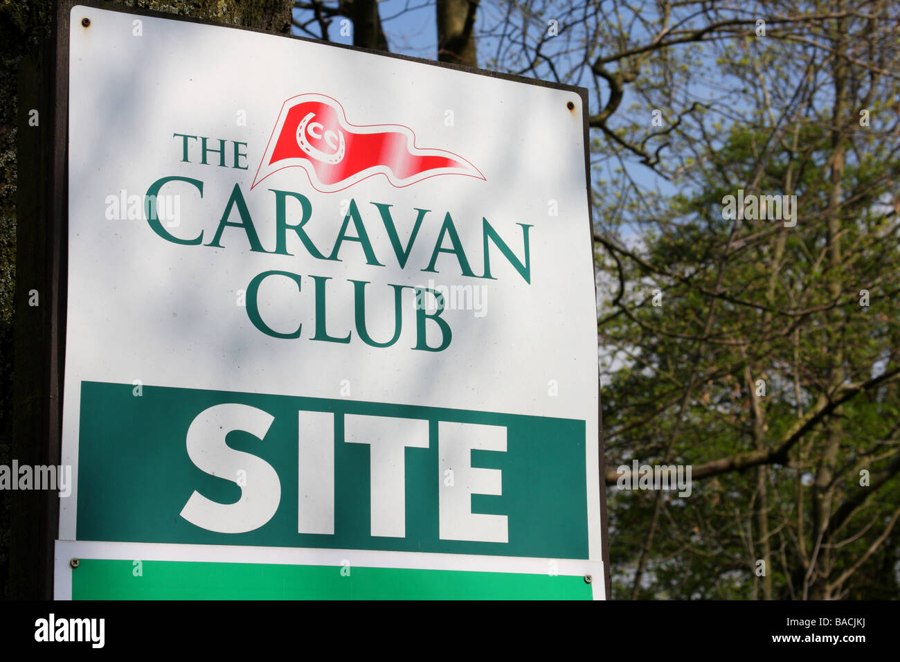 A Caravan Club sign at a caravan site in the U.K. Stock Photo