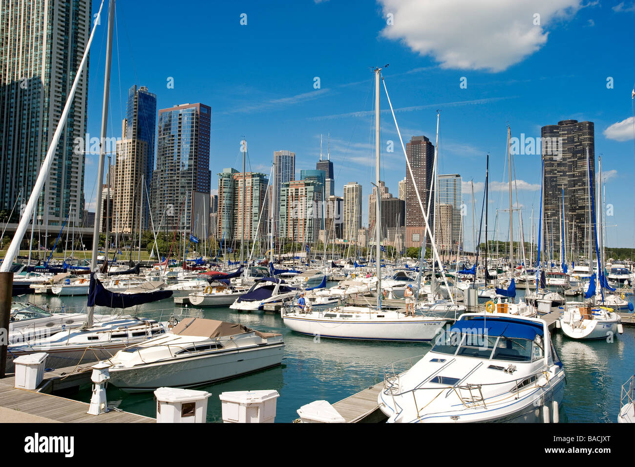United States, Illinois, Chicago, Michigan Lake, marina Stock Photo