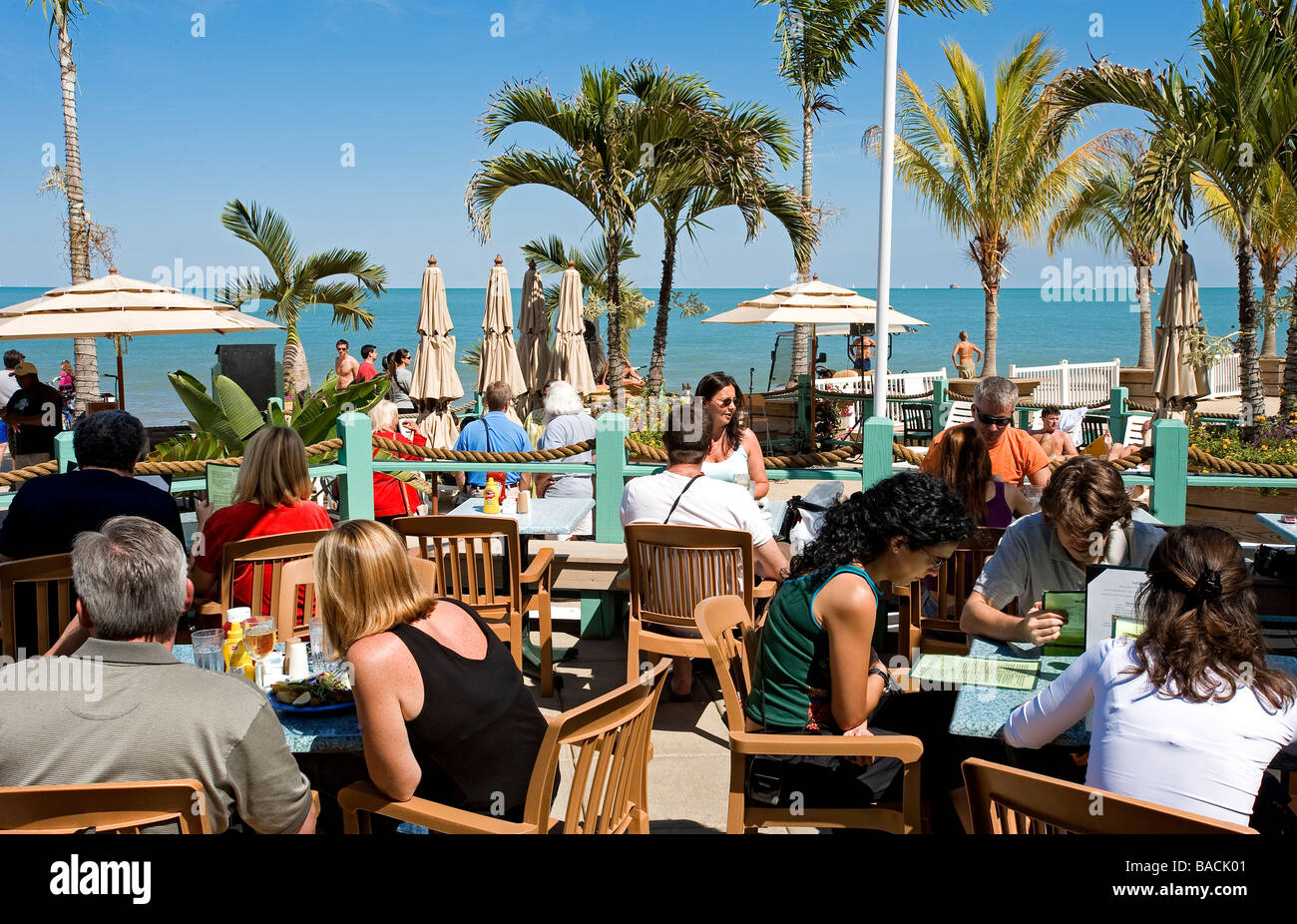 United States, Illinois, Chicago, Oak Street Beach Restaurant on Oak Street Beach Stock Photo
