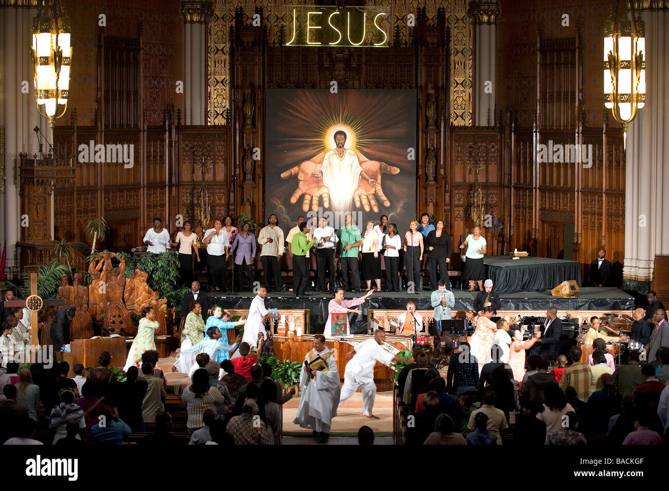United States, Illinois, Chicago, Sunday service at the Saint Sabina catholic church Stock Photo