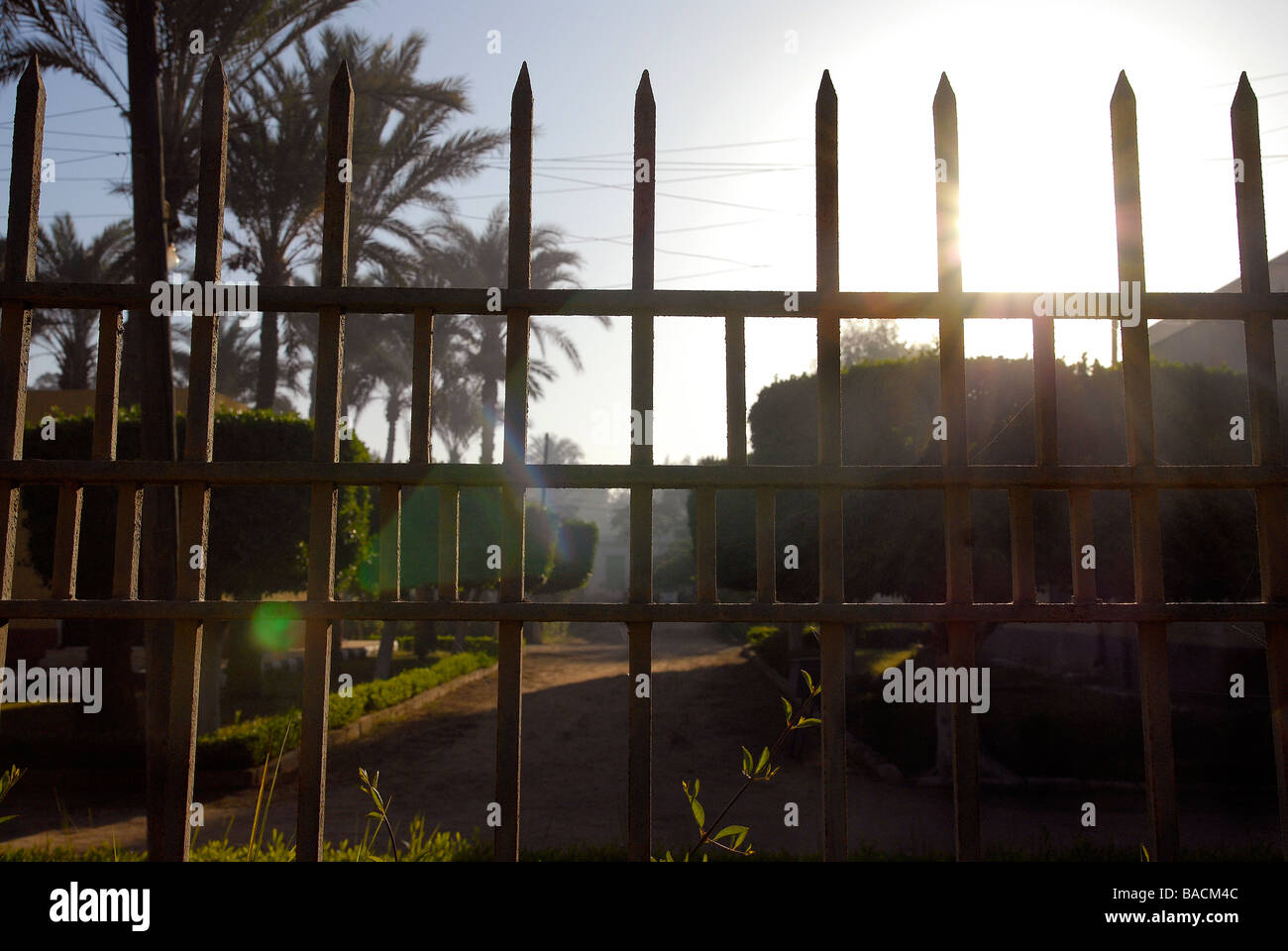 The fence of Egypt's leprosy colony and hospital Abu Zaabal Stock Photo