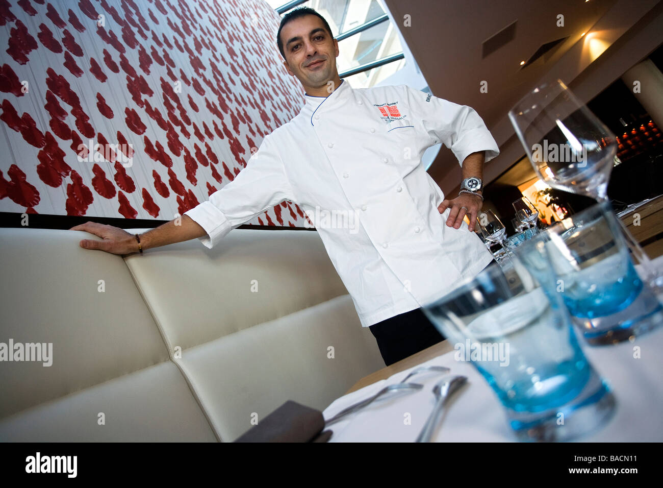 France, Bouches du Rhone, Marseille, Villa Massilia in Place Louis Bonneton, Thierry Bernet, Chef of Yin Yang Restaurant Stock Photo