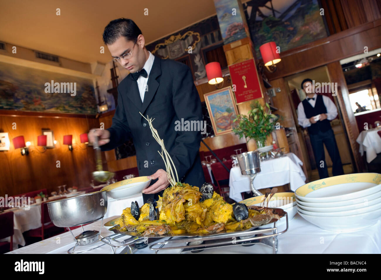 France, Bouches du Rhone, Marseille, Le Miramar Restaurant in 12 Quai du Port, serving the bouillabaisse Stock Photo