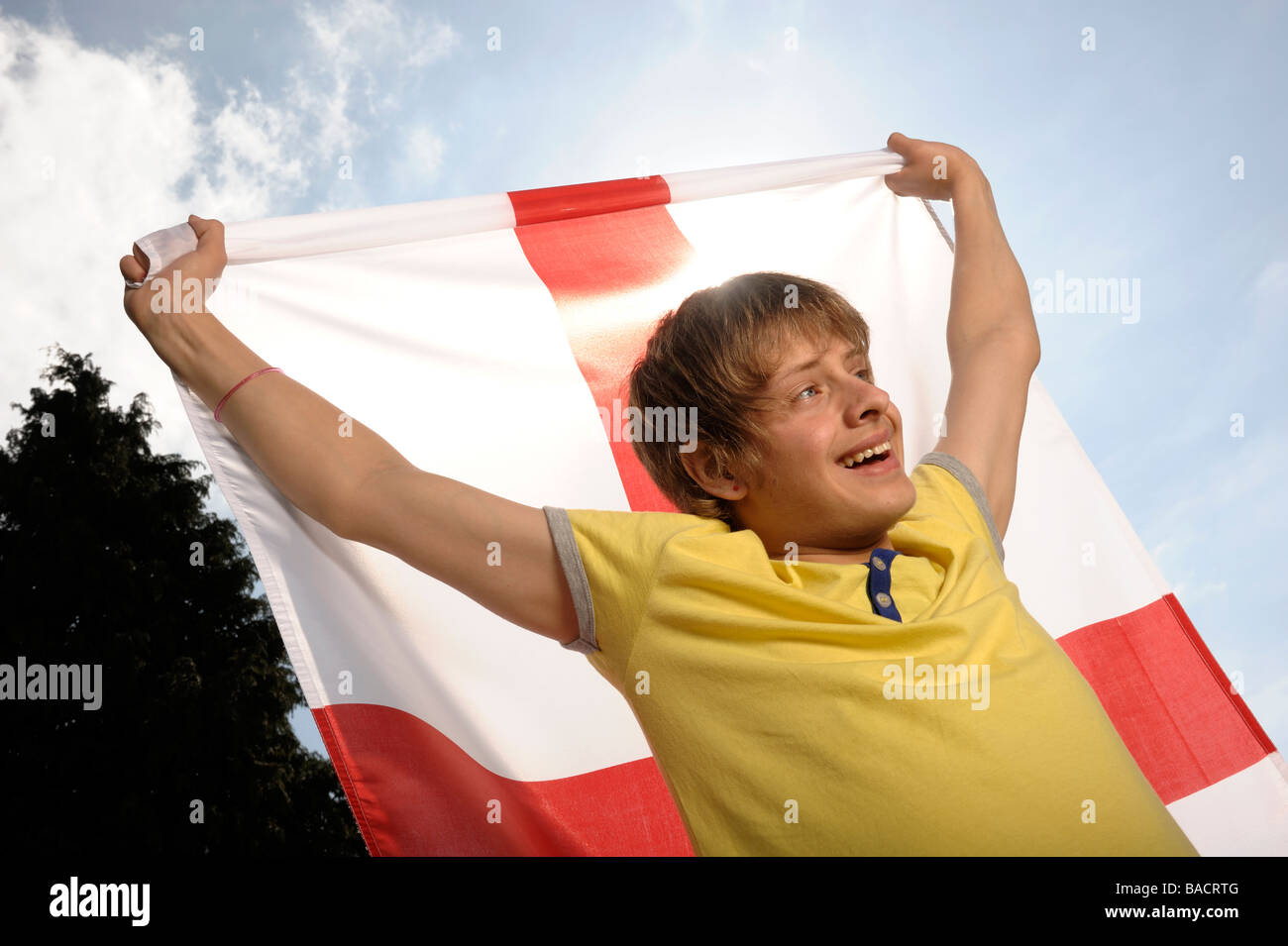 Boy waving an England flag Stock Photo