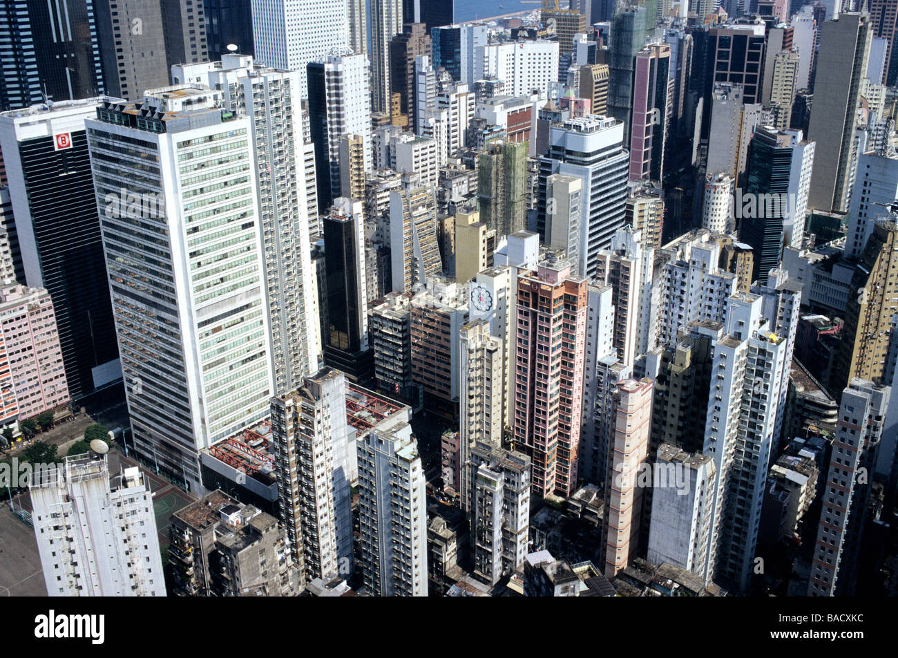 China, Hong Kong, Wanchai buildings overhead view from the Hopewell ...