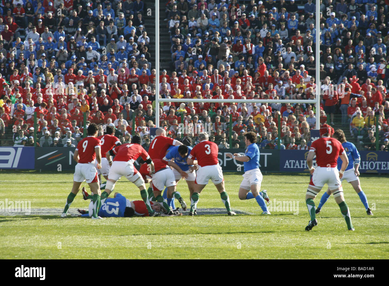 action in the six nations match wales versus italy, rome 2009 Stock Photo