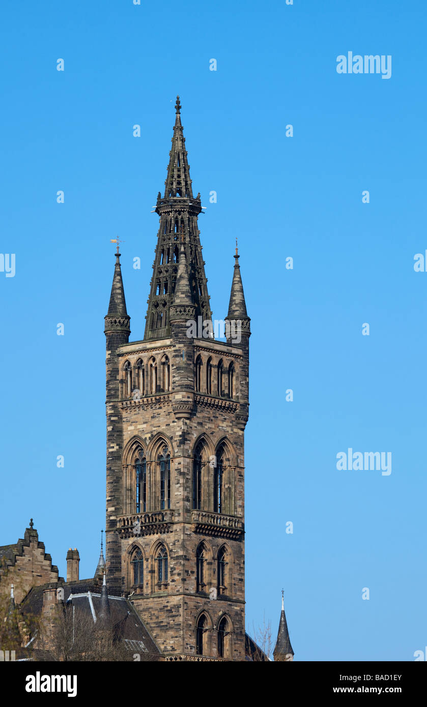 The tower/spire of Glasgow University Stock Photo