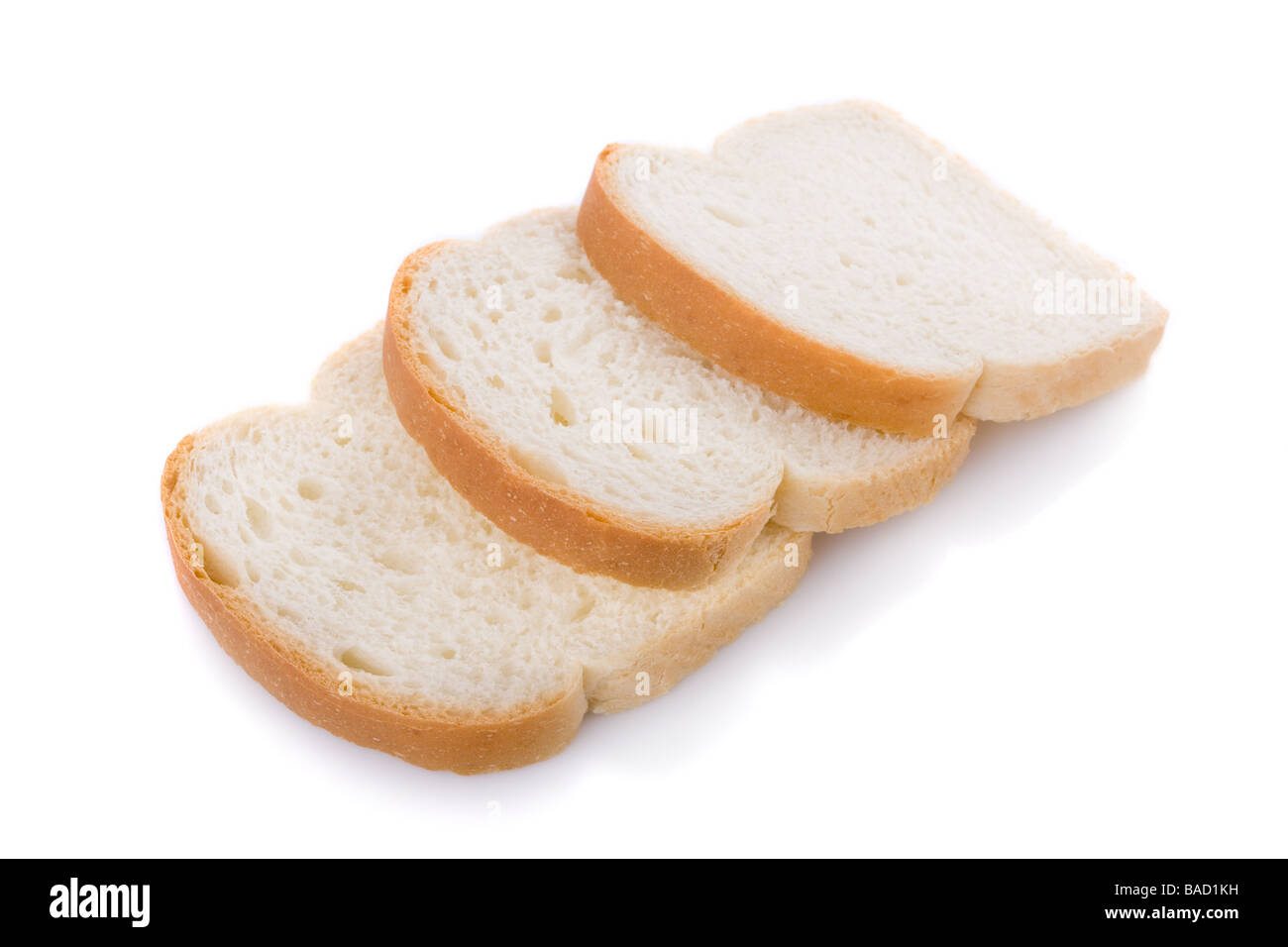 Three bread slices isolated on white background Stock Photo