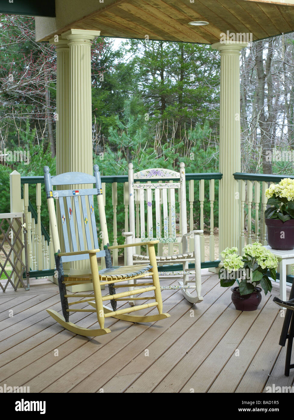 Rocking Chairs On Porch Stock Photo Alamy