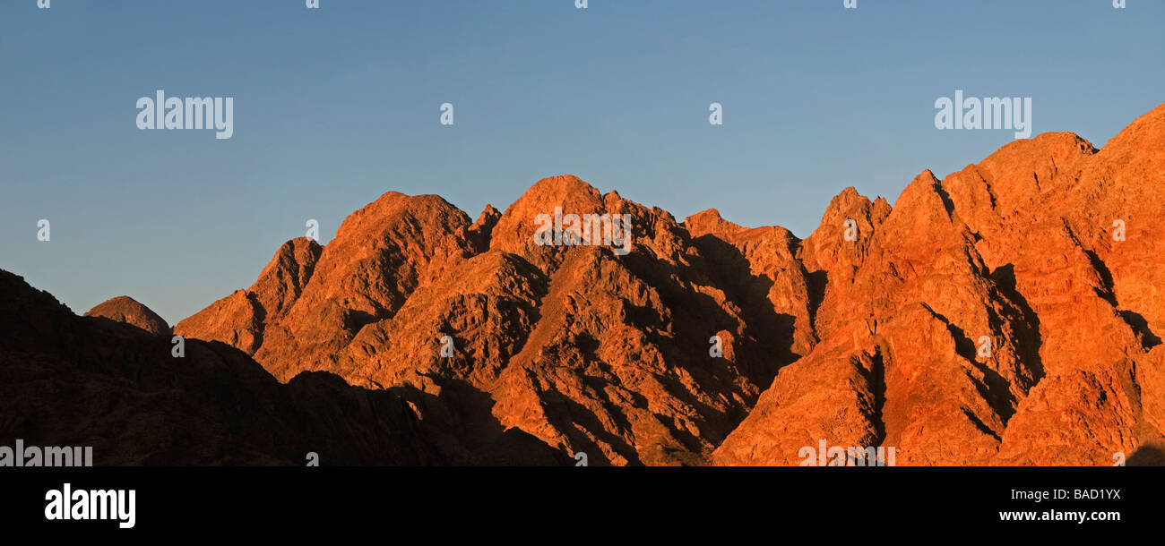 Sunrise over Edom mountains surround Eilat valley Southern Israel Stock Photo
