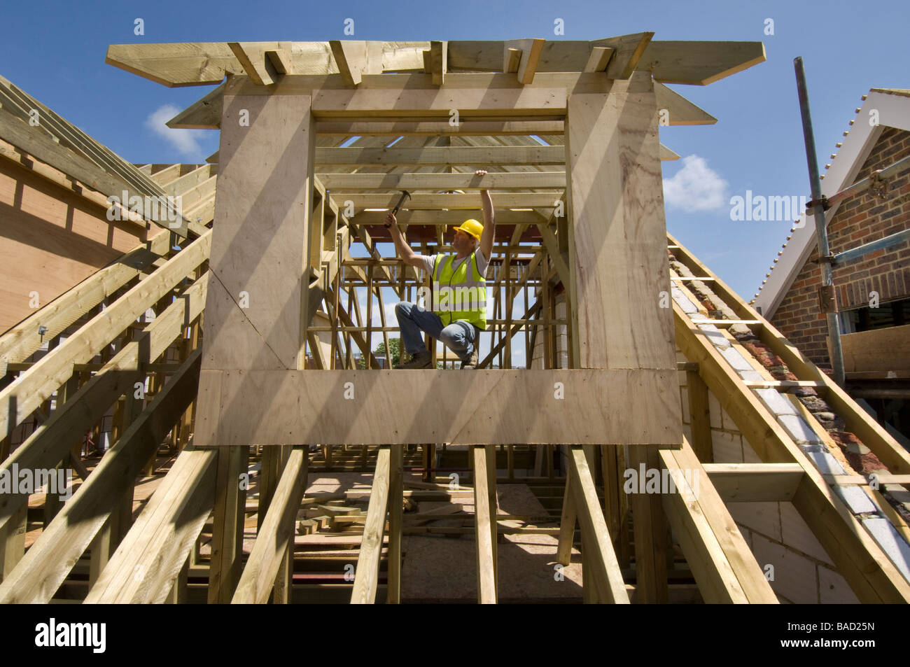 Dormer window construction Stock Photo