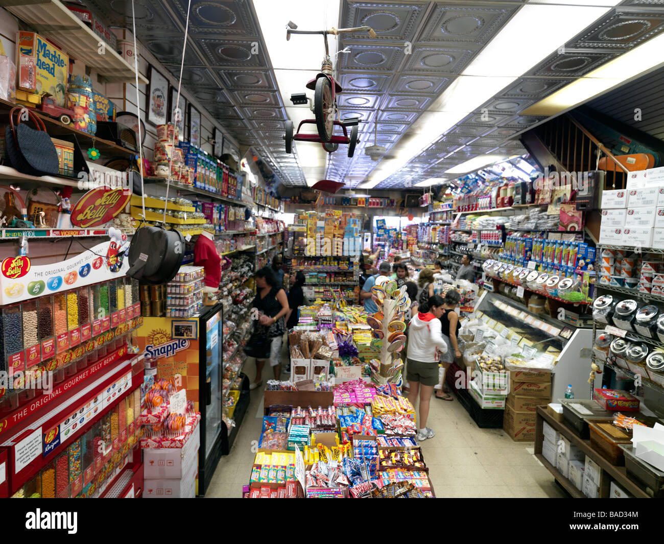 People in a candy store on the Lower East Side in New York City Stock