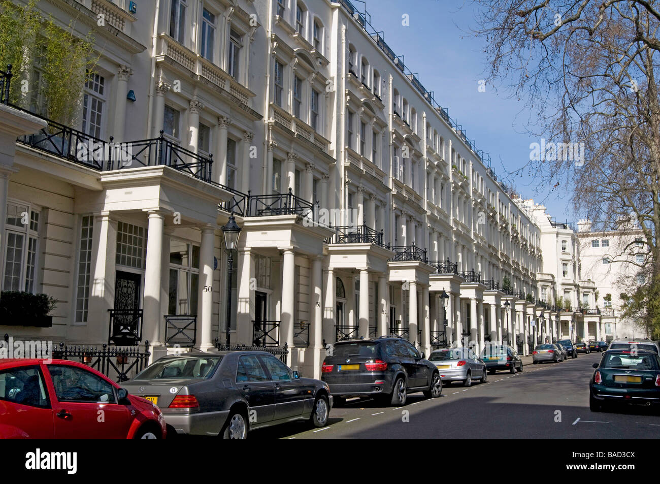 Typical Georgian architecture in West London Street, London, England, UK Stock Photo