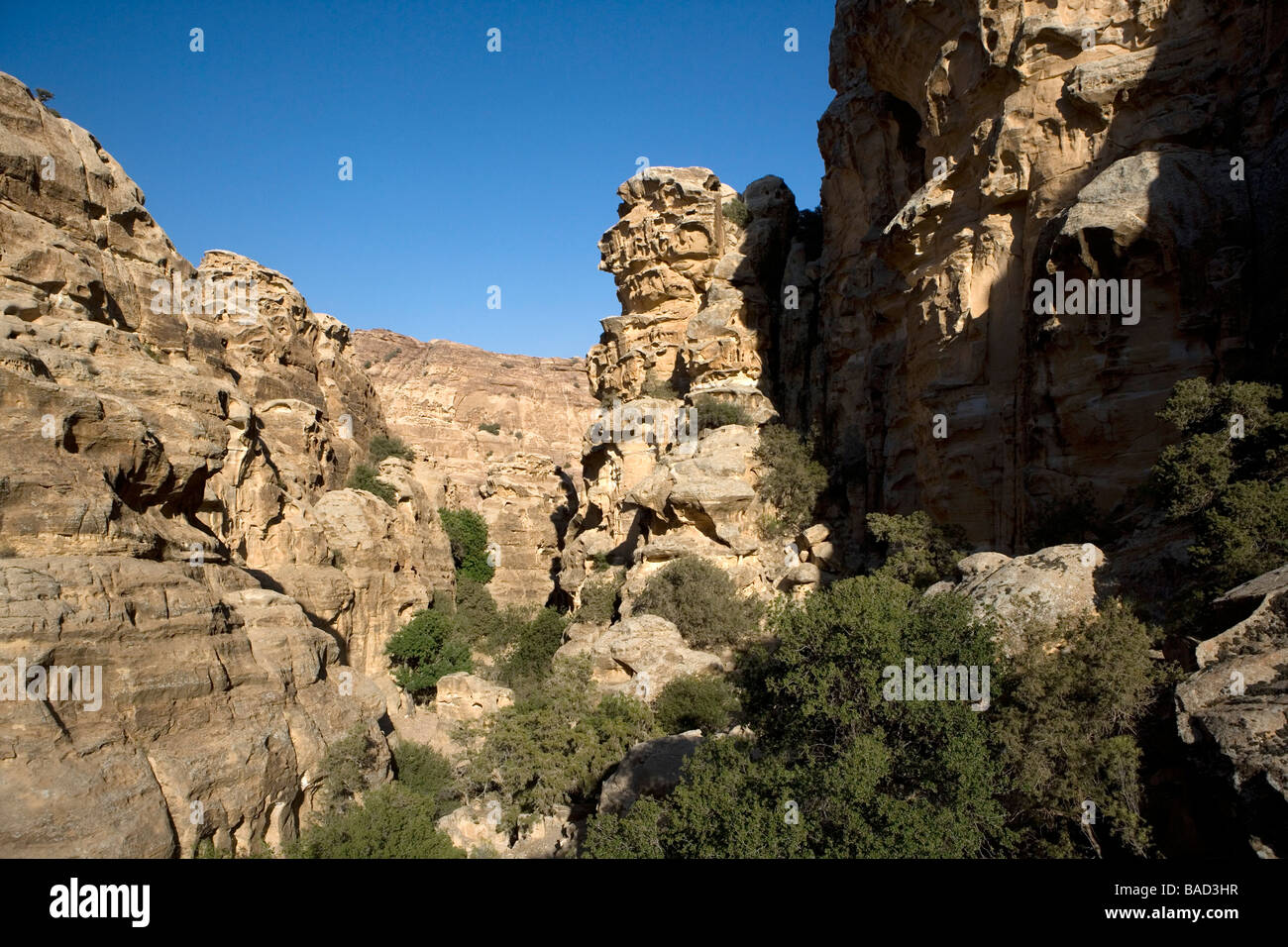 Mountain trail above the desert, Beidha (10 km. North of Petra) Archaeological Reserve Jordan Stock Photo