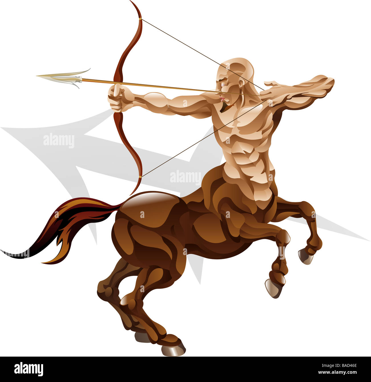 Illustration representing Sagittarius the archer star or birth sign Includes the symbol or icon in the background Stock Photo