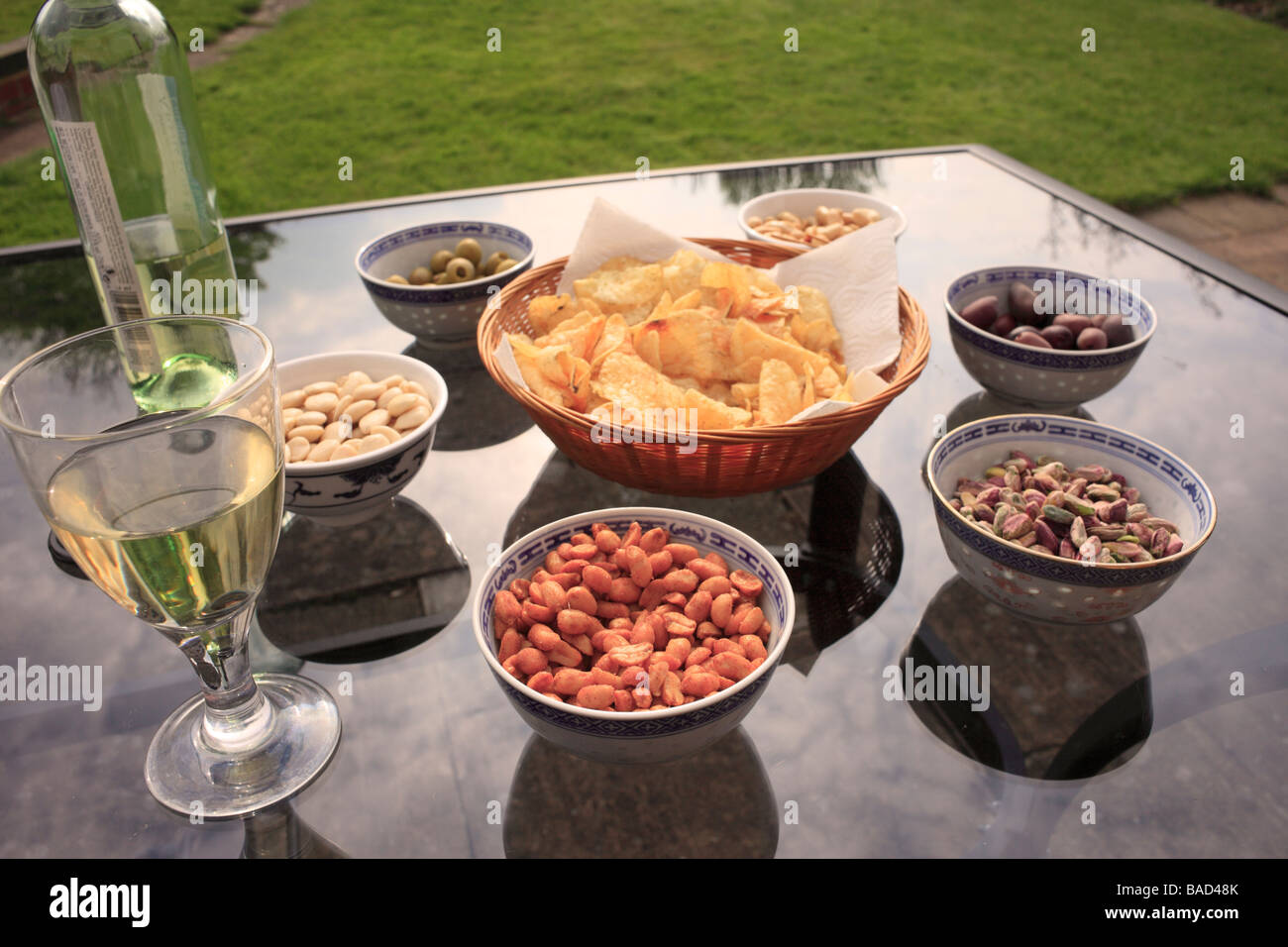 Selection of Savoury snacks. Stock Photo
