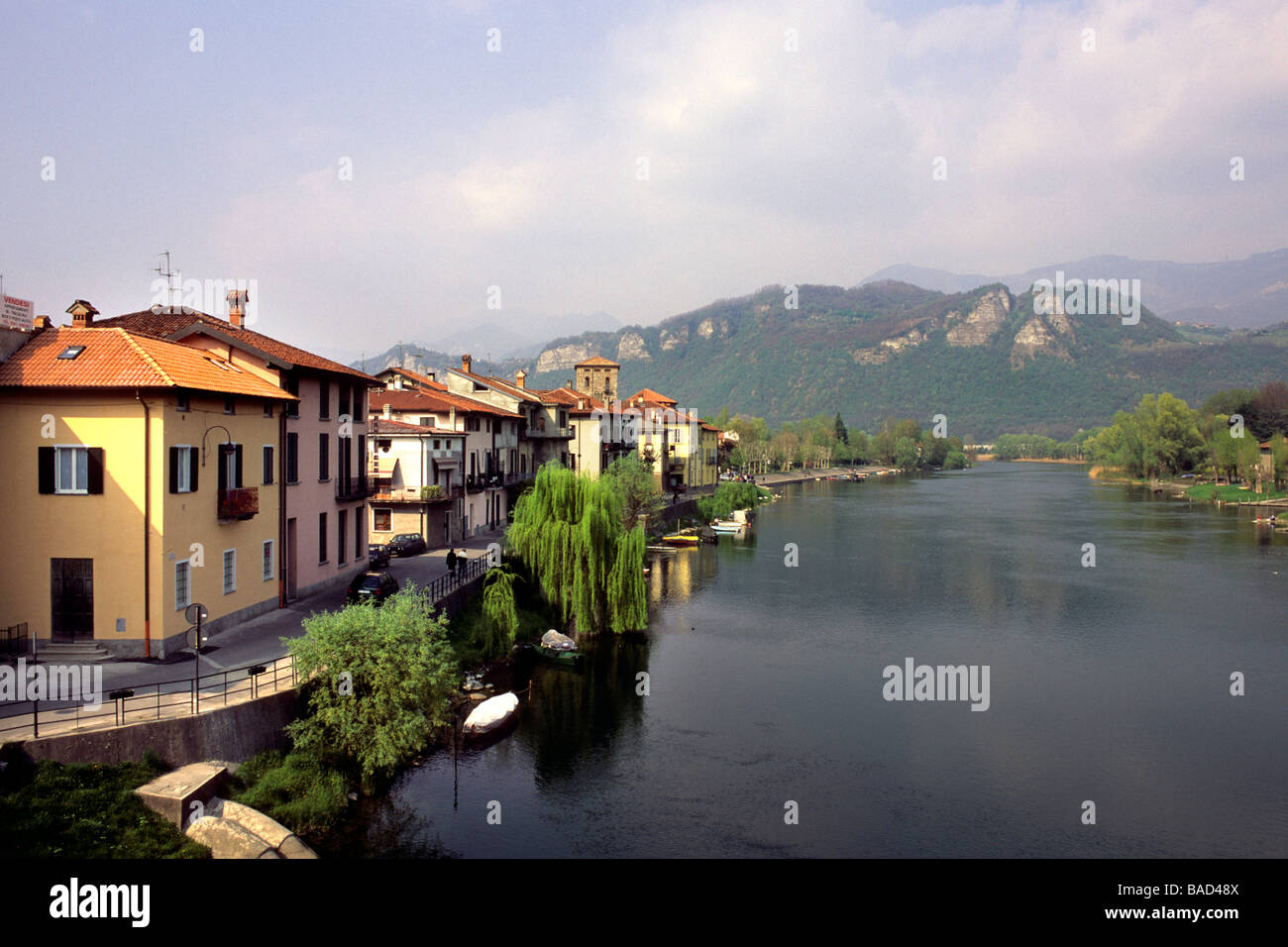 View of the Adda River to Brivio Province of Como Italy Stock Photo - Alamy