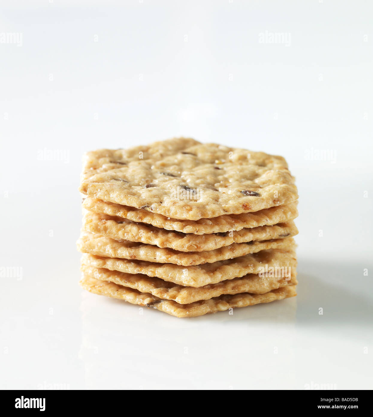Multi Grain crackers on white. Stock Photo