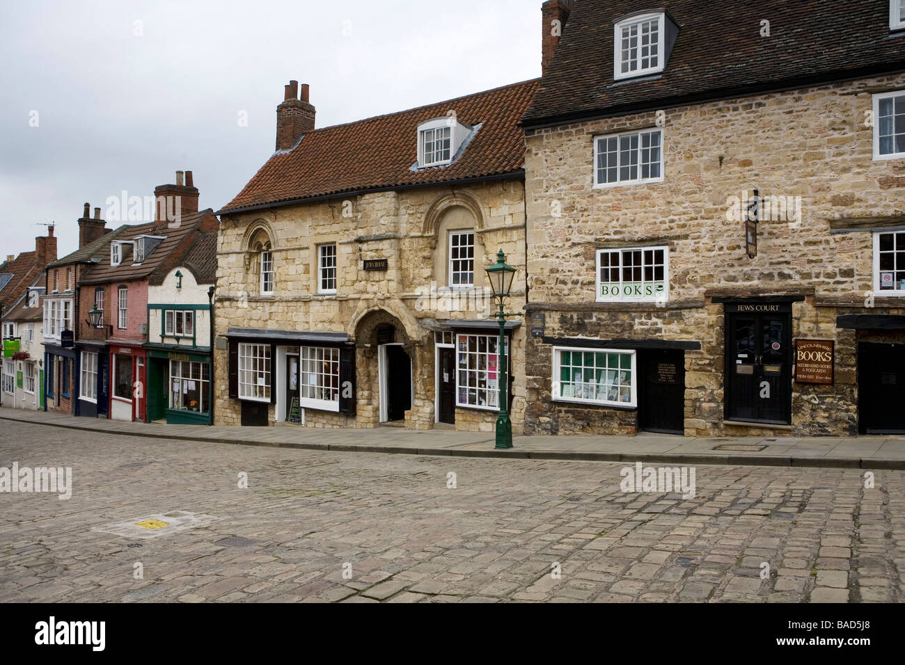 Jews House Jews Court On Steep Hill a well named stretch of the main north south thoroughfare of the medieval city of Lincoln. Stock Photo