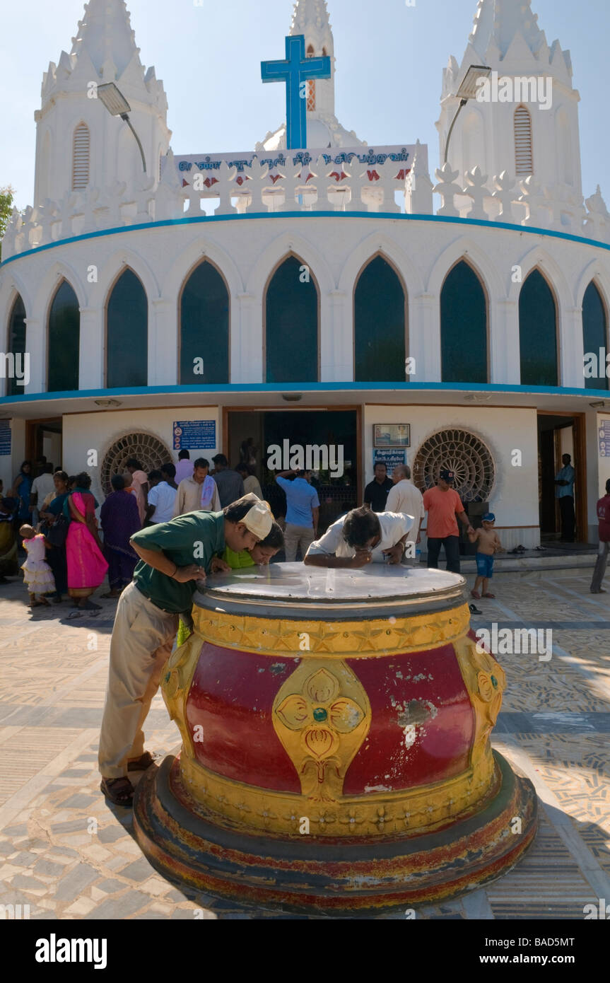 Our Lady's Tank at the Shrine Basilica Velankanni Tamil Nadu India Stock Photo