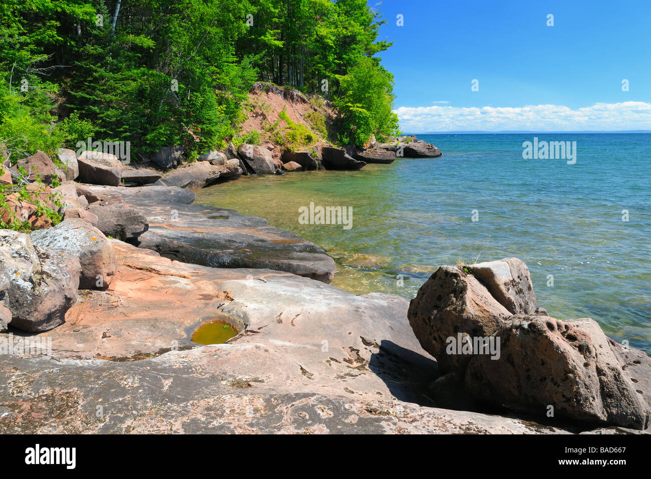 The shoreline of Big Bay State Park on Madeline Island, Apostle Islands ...