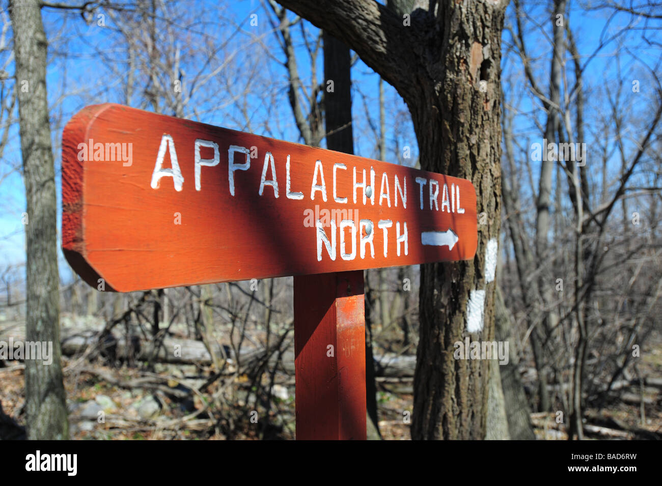 USA Maryland Washington County Appalachian Trail near Boonsboro sign marker Stock Photo