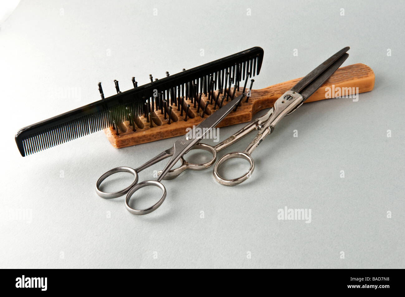 Barber shears thinning scissors hygiene hires stock photography and