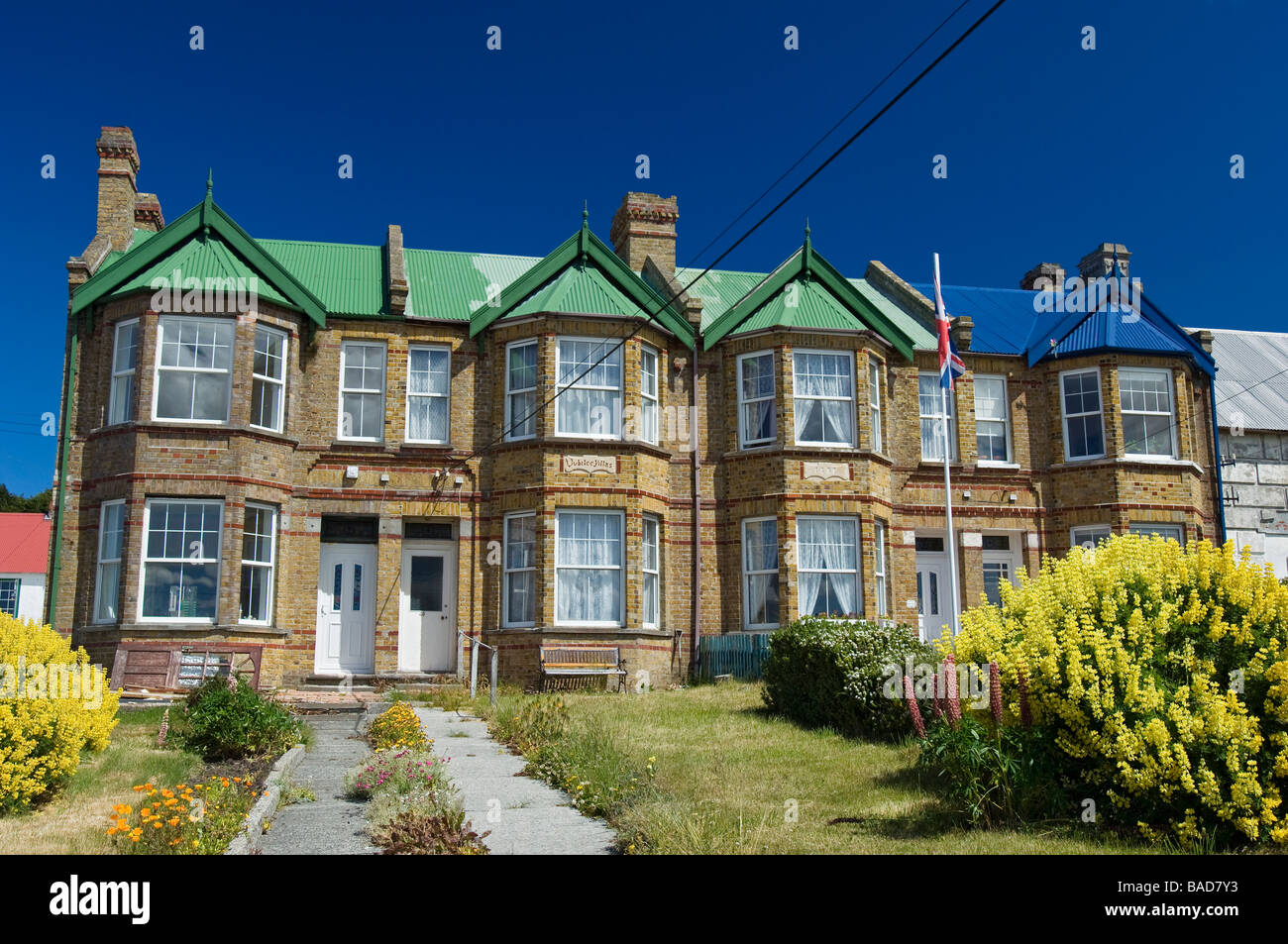 The Jubilee Villas on Ross Road. Stanley, Falkland Islands Stock Photo